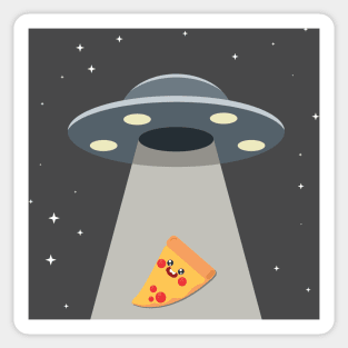 Alien Pizza Abduction Spaceship Sticker